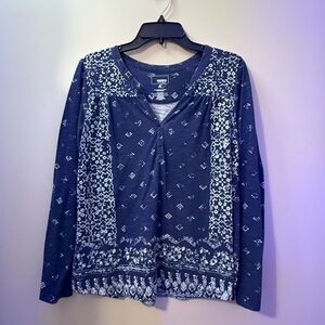 Women's Blue Patterned Top